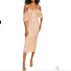 5X “HOST PICK” Badgley Mischka Sequined Embellished Off-The-Shoulder Dress